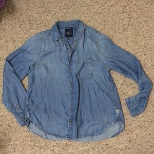 Boyfriend fit denim button down